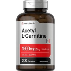 호르베악 아세틸 L 카르니틴 1500mg 200캡슐 추가 근력 보충제 비 변형 및 글루텐 프리, 알약/캡슐, 1개