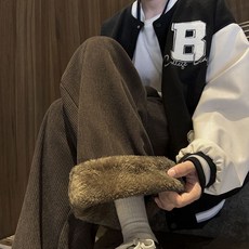 티류으스 남성 겨울 코듀로이 바지 보아털 기모 보온 방한 팬츠 두꺼운 작업복