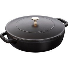 staub 스토우브 [ 블레이저 소테판 블랙 28cm ] 큰 양손 주물 법랑 냄비 얕은 스키야키 IH 대응 [일본 정규 판매품] Braiser 40511-472, 1개