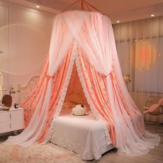 圓頂蚊帳雙層布簾遮光床幔吊頂圓形防塵頂公主風落地蚊帳單人宿捨, 圓頂蚊帳【專用支架可調節達3.3米】,135*200床