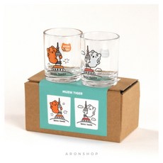 MUZIK TIGER 韓國文創 燒酒杯 玻璃杯, 1個, 老虎燒酒杯2入組