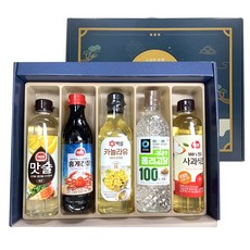 선물세트 사과식초 맛술 올리고당 홍게간장 해바라기유 식용유 500ml 정성 5종 프리미엄 5종 1세트 해표세트 사조세트 백설 cj 제일제당 청정원, 1개