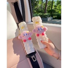 汽車安全帶護肩套 可愛卡通小熊兔子 冰絲夏天 四季通用 兒童防勒脖 汽車裝飾, 5.流星卡比泡芙護肩套1對, 1個