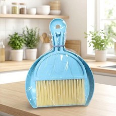 라운드월 스마일 윙크 청소 도구 세트 미니 빗자루 쓰레받기 세트, 1개, 블루