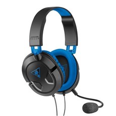 터틀 비치 이어 포스 리콘 60P 증폭 스테레오 게이밍 헤드셋 – PS4 Xbox One 35mm 잭 컨트롤러와 호환 PS3, 검정 / 파랑, 1개