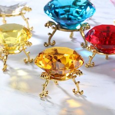 網紅大號水晶玻璃鑽石寶石兒童玩具，創意生日禮物擺件飾品，臺灣出貨, 1個, 銀色底座,綠色