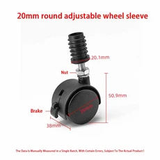 브레이크 범용 휠 가구 플라스틱 작은 바퀴 20-50mm와 4PCS 원형 캐스터 나사, 01 20mm  4PCS