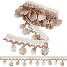 1스케인 3야드 에스닉 스타일 프린지 레이스 리본 레진 셸 태슬 플로럴 화이트 3.7cm