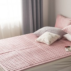 지베딩 극세사 고무밴드 침대패드 겸 카페트, PINK