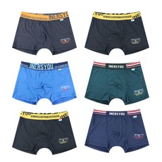 이너스유 주니어 팬티 6매세트 스판 드로즈 남아 남학생 청소년 아동