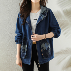 데님 워싱 후드 재킷