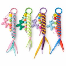스쿠비두키링 만들기 세트 DIY 키트 매듭 공예 끈 재료 취미, 혼합색상(4p), 1세트