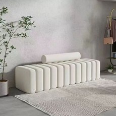 벤치형쇼파 가죽 대기실 병원 매장 카페 라운지 휴게실 미용실 의자 등받이없는 스툴, 벨벳 화이트 100x40x43cm