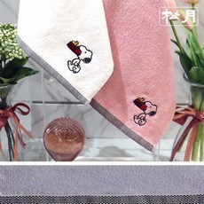 송월타월 스누피 블럭 블랙 34 고리 핸드타월, 핑크, 3개