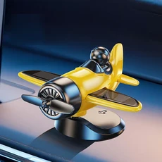 자동차 태양광 회전식 소형 비행기 장식품 중앙 제어 대시보드 인테리어 용품, 03 노란색