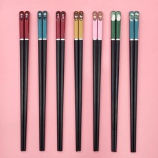 親子合金筷子3雙裝4家用防滑寶寶短小孩分人標志家庭筷一家三口四筷子環保筷防滑筷子耐熱筷子餐具用品, 7長)爸媽+女孩+粉貓黃貓+長熊藍花, 1個