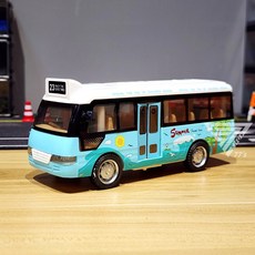 可開門聲光巴士玩具車，雙層巴士玩具，校車玩具車，遊覽車小汽車，燈光聲光玩具, 1個, 旅遊小巴-藍(聲光可開門