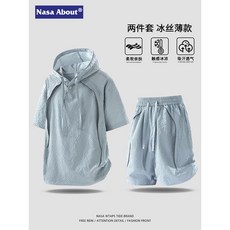 NASA 夏季男士運動套裝 冰絲涼感速乾透氣短袖T恤