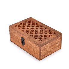 NIRMAN 망고 나무 장식 나무 상자 힌지형 뚜껑 수납함 8x5x3인치