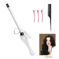 HTYVC 9-16mm 양털 고데기 미니 사이즈 봉고데기 헤어 웨이브 봉고데기 세라믹 헤어 컬링 남녀공용, 흰색, 16mm