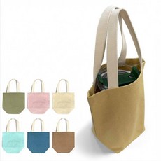 캔버스 컬러 텀블러백 드링크백 컵홀더 에코백 캐리어 휴대용 가방, 1개, Io 민트