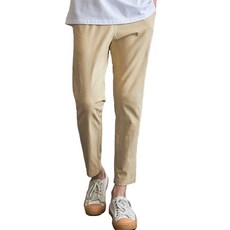 오버나인 남자 남성 여름 긴바지 쿨 페이크리넨 밴딩 면바지 캐주얼 바지 팬츠