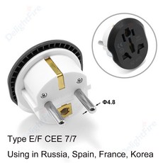 KR 플러그 어댑터 범용 CN AU UK US TO EU KR 4.8mm 플러그 컨버터 250V 16A 전원 전기 소켓 4.0mm - 4.8mm 변환기 돼지 코 플러그, 2) 1pcs - black