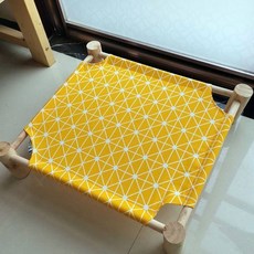 강아지고양이 방석 쿠션 원목 침대(패턴 옐로우)nog4+5LHB