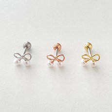 써지컬스틸 러블리 리본 진주 귓볼 데일리피어싱