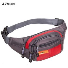 AZMON 멀티 포켓 미니 힙색가방 다용도 방수 크로스백 35cm x 14cm x 15cm 남여공용 2.5L, 레드, 1개