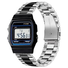 카시오 MDV106 밴드와 호환 18mm 22mm 퀵 릴리즈 스테인리스 스틸 금속 교체 스트랩 MDV106-1AV / MTP-VD01 시계와 호환 (블랙 사이즈 밴드), 18mm size band, 실버-블랙