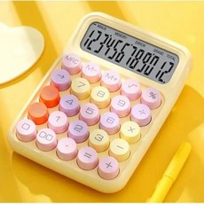 사무실용 키보드 계산기 12 자리 기계식 귀여운 캔디 컬러 학생용 데스크탑 문구 1PC, yellow