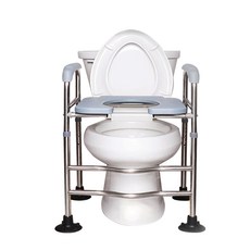 六檔升降馬桶助力器，O/U型通用，加厚防滑，移動方便，防滑防側翻，光滑易清洗，超強承重, 白色+淺灰色