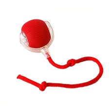 智能逗貓滾滾球，自動避障，安全無毒材質，寵物互動玩具, 紅色 帶繩款, 1個, 一般