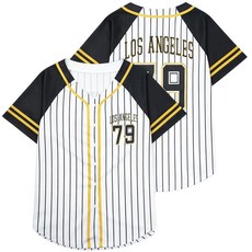 여성용 야구 셔츠 저지 야구 저지 경기 날 팬 스트라이프 야구 선수 버튼 다운 반소매 상의 블랙 래글런 M 462257