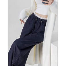 孕婦褲 春秋新款 時尚抽繩 高腰顯瘦 闊腿褲 孕期直筒褲 舒適透氣