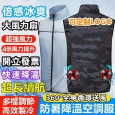 風扇防曬衣 風扇衣服 防暑降溫空調服背心 製冷服 冷氣外套 降溫風扇服, 1個, 灰色--單件衣服,4XL【95-106公斤】