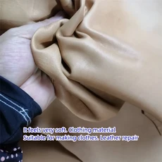 쿠쿠스토어 노란색 다크 브라운 양가죽 1 층 진짜 원단 의류 재료 수리 전체 0.5mm, 04 10x30cm, 01 CHINA, 01 Yellow brown