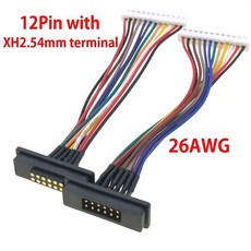 케이블이 있는 2세트 남성 여성용 스프링 장착 DC 전원 소켓 12P 20P 마그네틱 핀 커넥터 포고핀, 2sets, 12Pin M-F