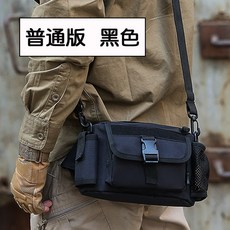 守護者 戶外釣魚多功能腰包單肩斜挎包, 普通版黑色,均碼
