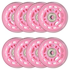 YELARXI 베어링이 있는 인라인 스케이트 휠 야외 및 실내 롤러 스케이트 휠 인라인 스케이트 교체품 (64mm 8팩 블랙 투명) 스쿠터용, 핑크