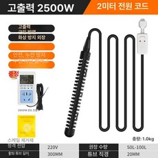 히터봉 고속 휴대용 욕조 캠핑 반신욕 데우기 온수봉 물, 2500W 2m 플러그 + 스마트 온도 조절, 기본 색상