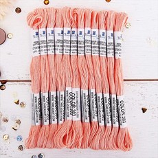 12개의 타래 Threadart 프리미엄 이집트 장섬유 면 자수 실 | 더스티 로즈 | 6가닥으로 나눌 수 있는 실 각각 8.75야드 핸드 자수 우정 팔찌 십자수 및 공예, Light Apricot
