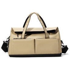 臺灣發貨大容量旅行包健身包 - 多功能手提行李袋，氣質旅行必備, 卡其色, 1個