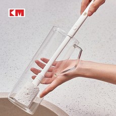 可伸縮木漿海綿長柄杯刷 KM 保溫杯刷 清潔刷 洗杯刷 海綿杯刷 奶瓶刷 玻璃杯刷【BF0409】, 1個