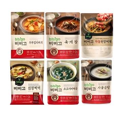 [꾸리미] 즉석 탕 찌개 6종(두부김치+된장찌개+사골곰탕+육개장+미역국+차돌된장찌개), 1세트, 500g