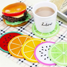 초초맛트 과일단면 실리콘 코스터 컵코스터, 레몬