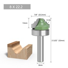 1개 8MM 샹크 베어링 목재 샹크 커터 엣징 밀링 나이프 더블 라인 로만 호빙 비트 목재용 오지 라우터, 8x22 2mm