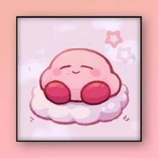 DIY 디지털 유화 핸드메이드 컬러 채우기 별의 커비 거실 그림, A325, 20*20【원목내부프레임】, 1개