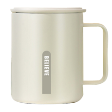 簡約陶瓷咖啡杯附蓋辦公室馬克杯，保溫勵志水杯，簡約設計，陶瓷材質，安全無毒，勵志語句，辦公室家用皆宜, 雪山白, 1個